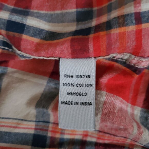 Paper Denim & Cloth Men's Red Plaid Snap Button Long Sleeve Shirt Size Large - Picture 8 of 12